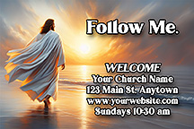 2x3 Follow Me is our original design for custom magnets for church welcome gifts, personalized with your church information for first time visitors.