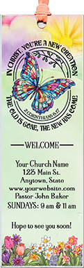 God Will Help You is our original design for custom bookmarks for church welcome gifts, personalized with your church information for first time visitors.