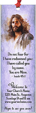 You are Mine is our original design for custom bookmarks for church welcome gifts, personalized with your church information for first time visitors.