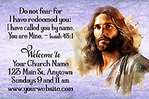 You Are Mine is our original design for 2x3 inch custom magnets for church welcome gifts, personalized with your church information for first time visitors.