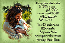 2x3 Close to His heart is our original design for custom magnets for church welcome gifts, personalized with your church information for first time visitors.