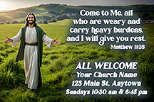 2x3 Come to Me is our original design for custom magnets for church welcome gifts, personalized with your church information for first time visitors.