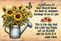 2x3 Rejoice is our original design for custom magnets for church welcome gifts, personalized with your church information for first time visitors.