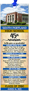 School Photo class reunion bookmark favors are personalized with your school photo name and colors with fun facts from the year you graduated.