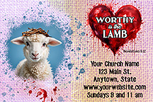 Worthy Is The Lamb 2x3 inch custom magnets is our original design for church welcome gifts, personalized with your church information for first time visitors.