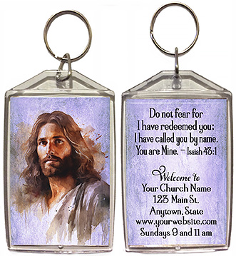 You Are Mine is our original design for custom double-sided keychains for church welcome gifts, personalized with your church information for fi. rst time visitors.